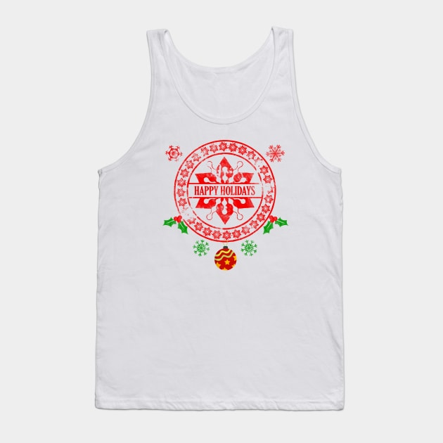 Santa Retro Holidays Christmas Stamps Funny Xmas Matching Tank Top by alcoshirts